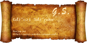 Géczi Sándor névjegykártya